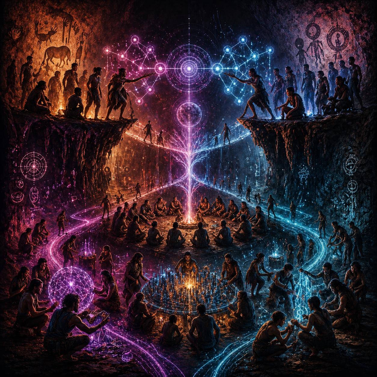 Désamorcer : deux tribus séparées par un gouffre se rejoignent par un fil d'énergie